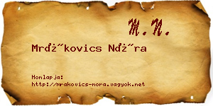 Mrákovics Nóra névjegykártya